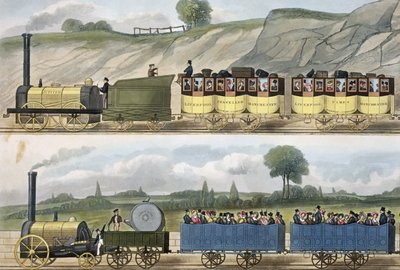 Ein Zug der ersten Klasse (oben) und ein Zug der zweiten Klasse (unten) aus 